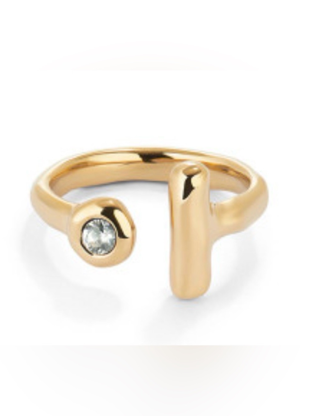 UNO de 50 Gold Open Band Ring with Clear Stone Accent